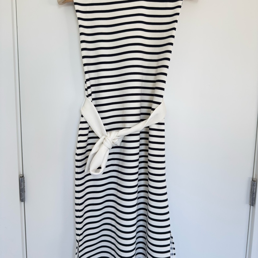 SPANX Black and White Striped Midi Dress - Picture 3 of 7